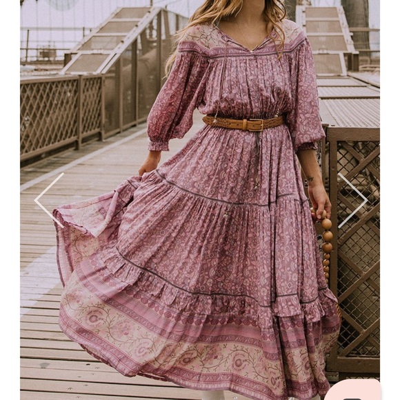 SPELL Dahlia Gown in Mulberry (Pre-Owned) Size Small Rare - Picture 1 of 13